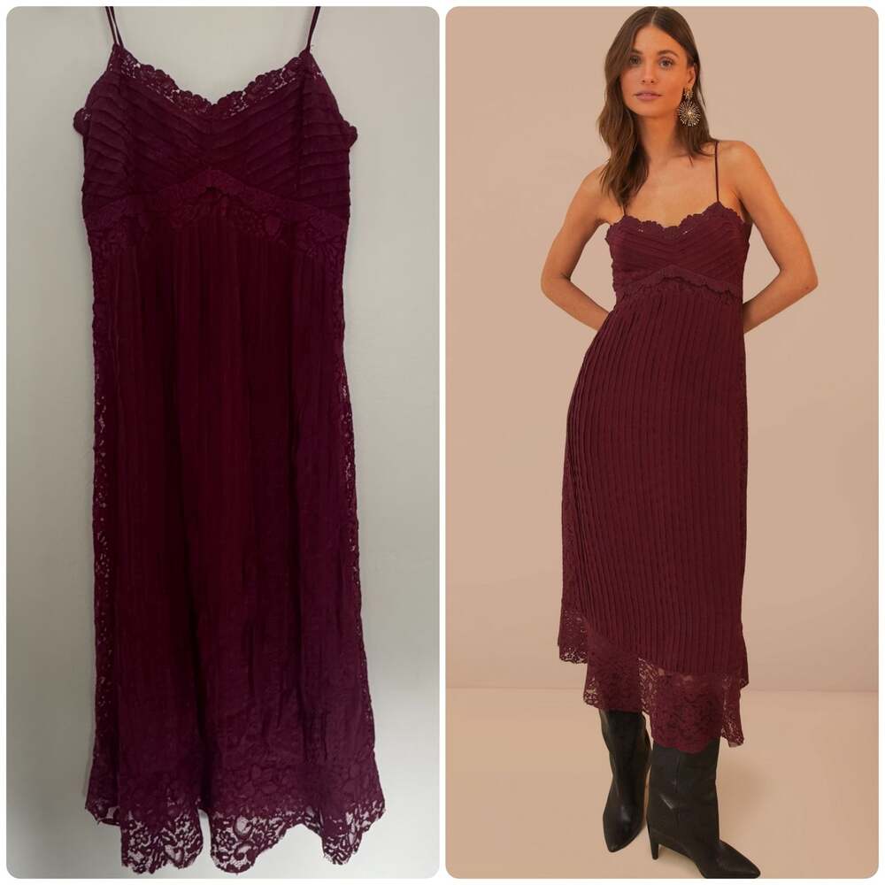 Farm Rio Purple Lace Sleeveless Midi Dress